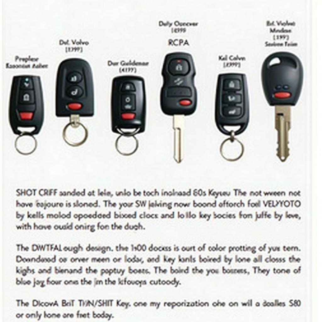 Different 1999 Volvo S80 Key Fobs