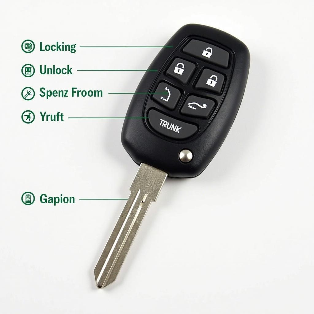 A close-up image of a 2003 Mercedes C230 Coupe key fob, highlighting its buttons and design