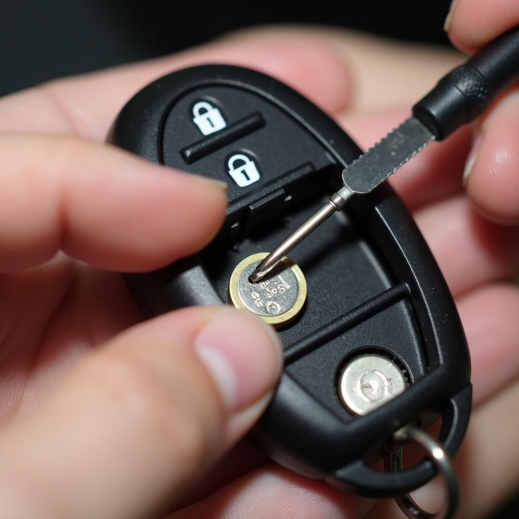 Replacing the battery in a 2006 Saab 9-3 key fob