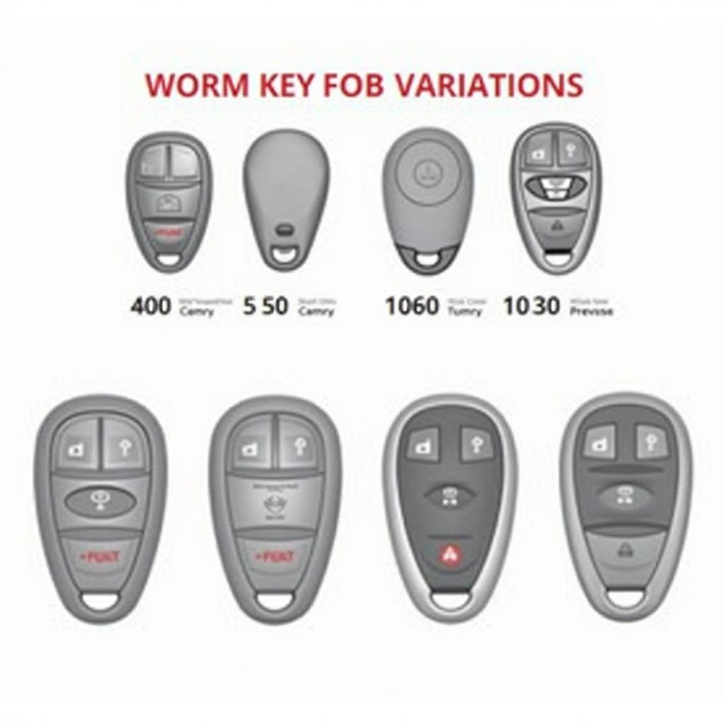 Different types of 2010 Toyota Camry key fobs