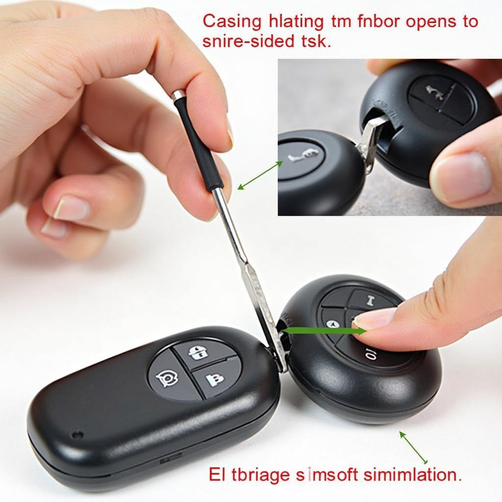 Correct technique for opening a 2012 Mazda Miata key fob without causing damage.