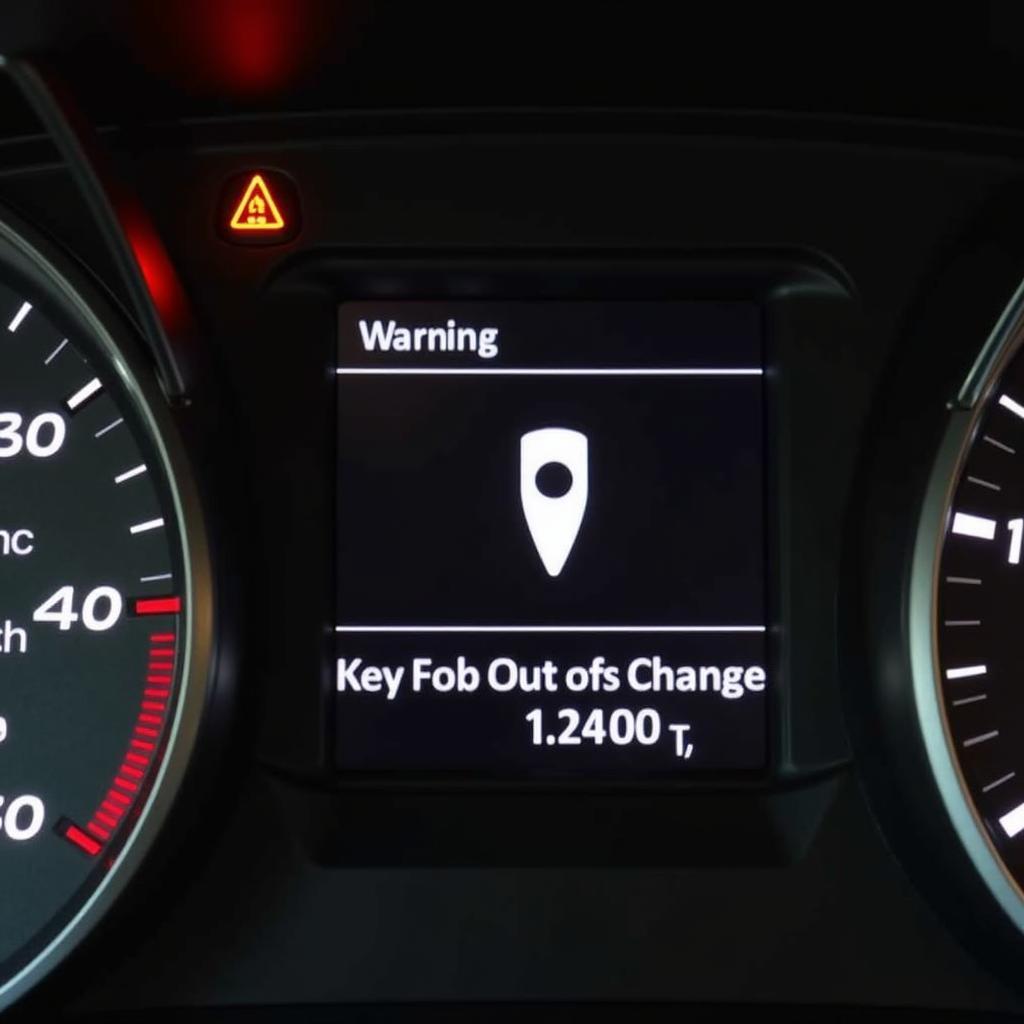 2013 Nissan Juke dashboard showing key fob range warning