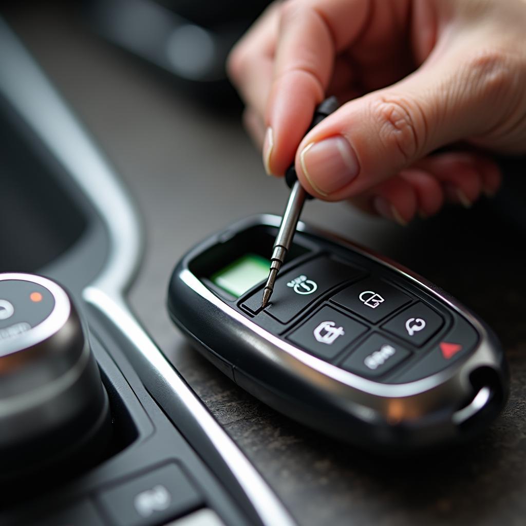 Opening the battery compartment of a 2015 BMW X5 key fob