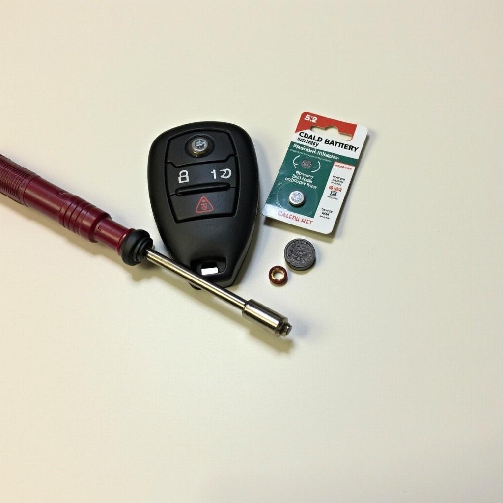 2015 Toyota Corolla Key Fob Battery Replacement Tools: Flathead Screwdriver and CR2032 Battery