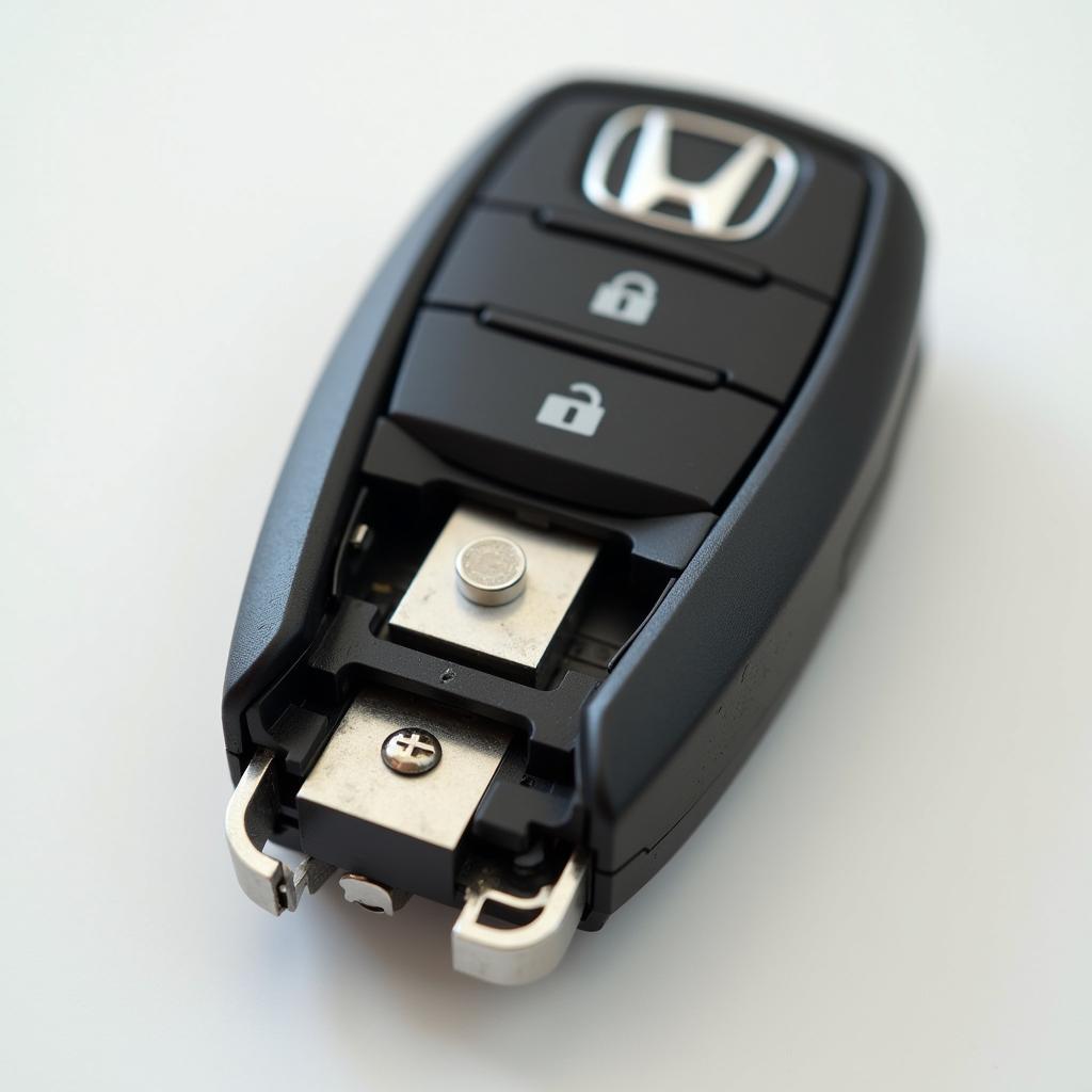 2017 Honda CRV key fob disassembled with battery exposed