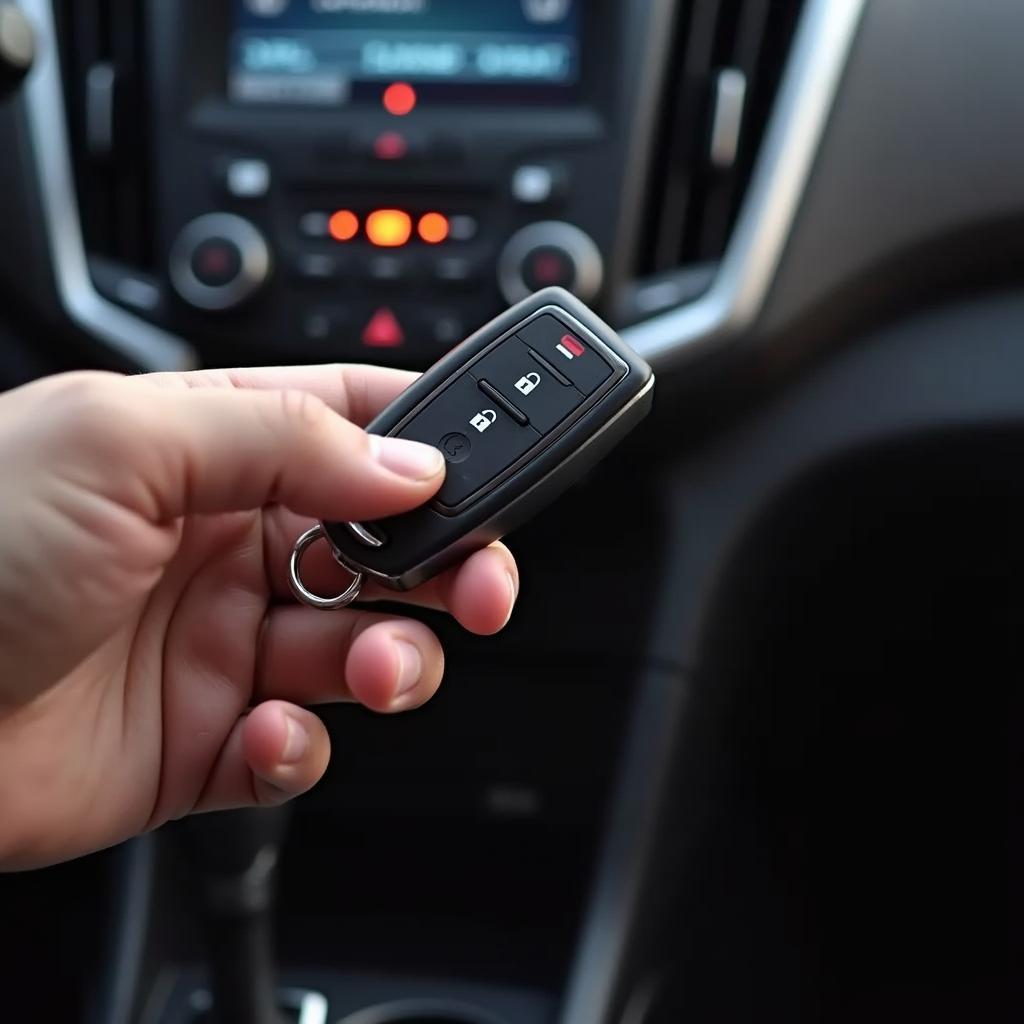 Using the remote start feature on a 2018 Chevy Equinox key fob