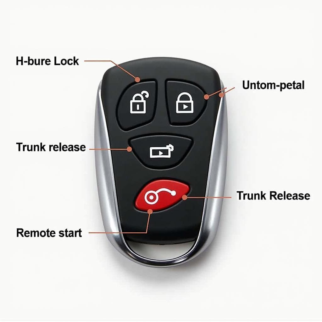 2018 Volvo XC90 key fob with labeled buttons