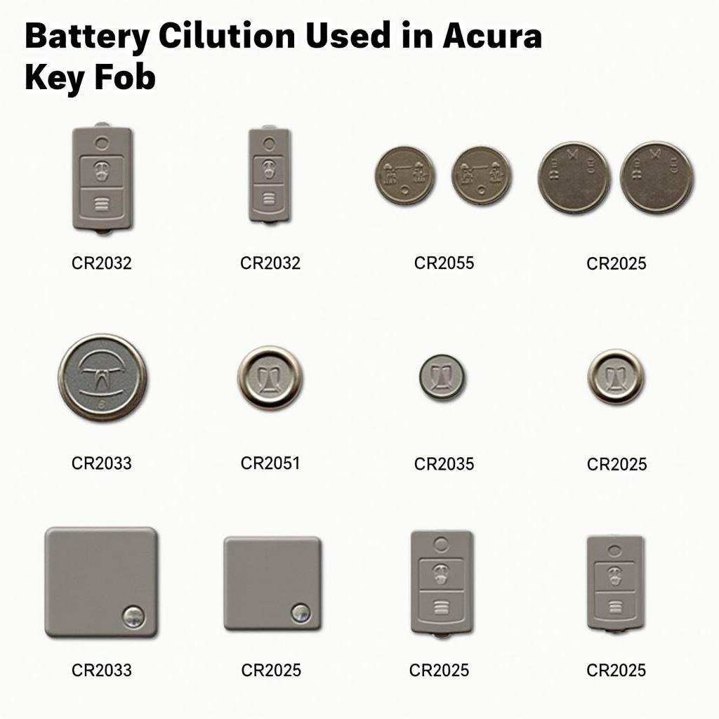 Different Acura key fob battery types