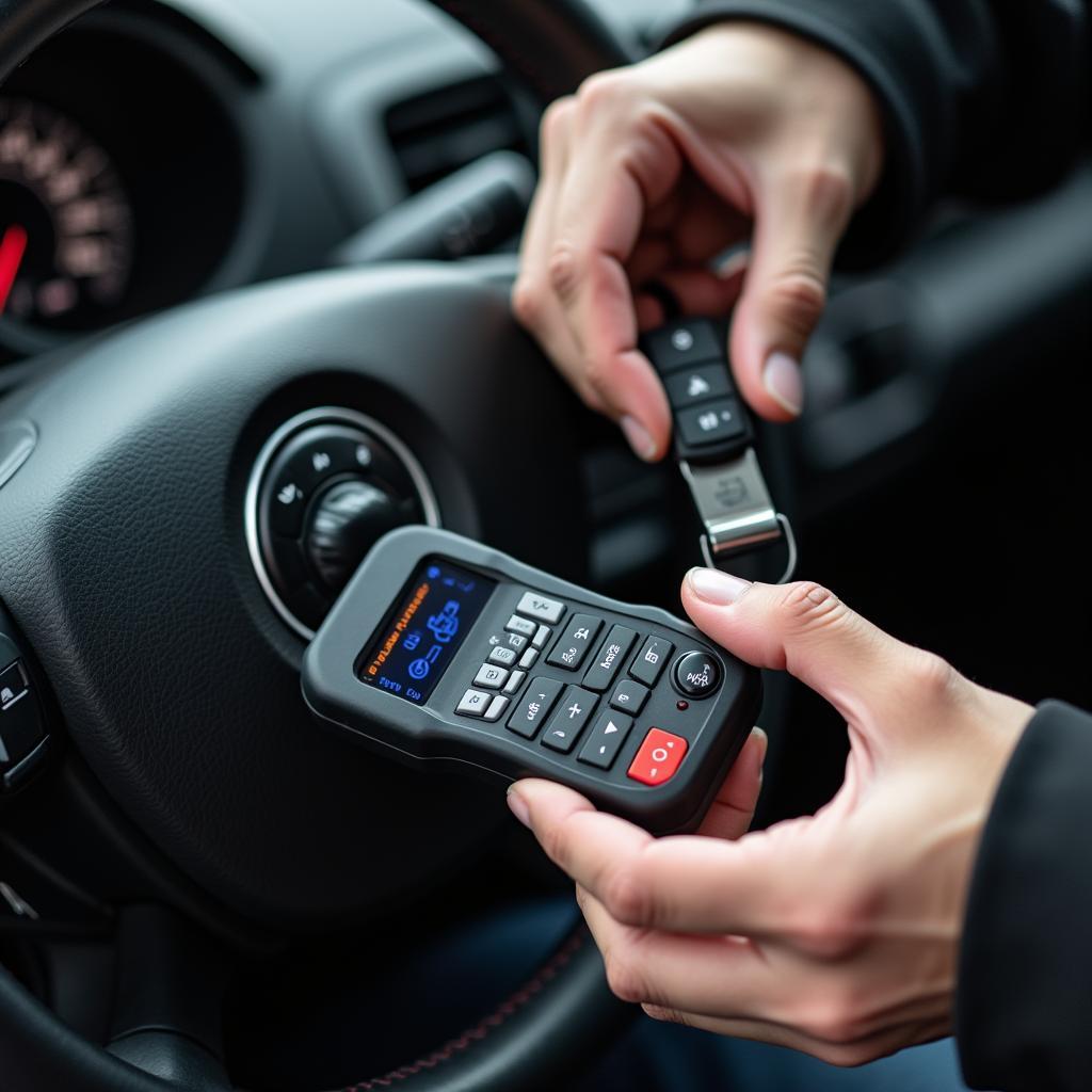 Automotive Locksmith Programming a Key Fob