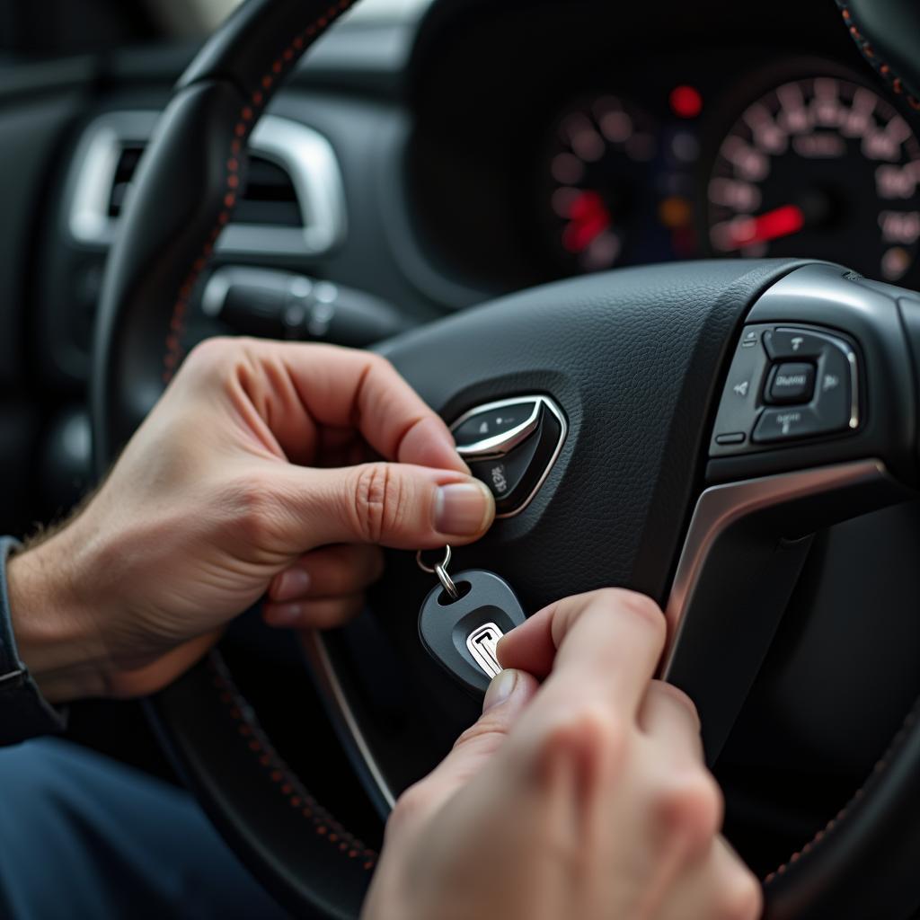 Automotive Locksmith Creating a New Car Key