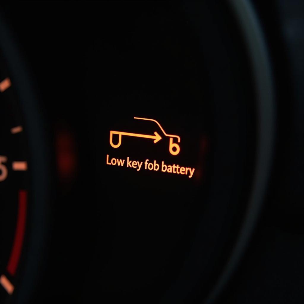 BMW M4 dashboard displaying low key fob battery warning