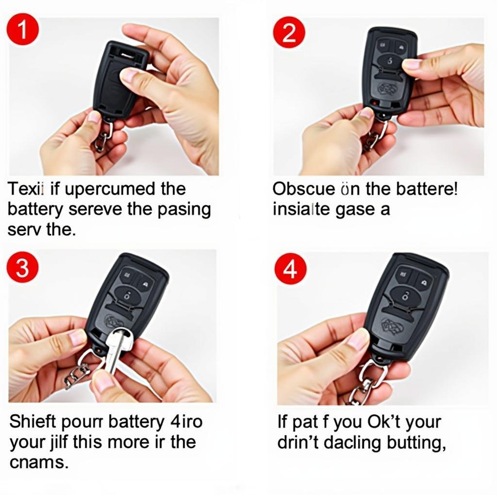 Replacing the battery in a Cadillac key fob using a coin to open the casing.