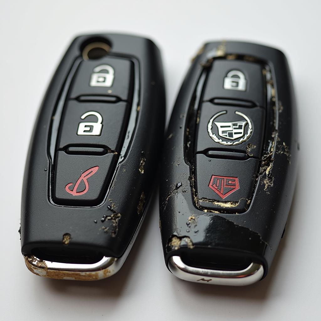 Damaged Cadillac Key Fob Cover