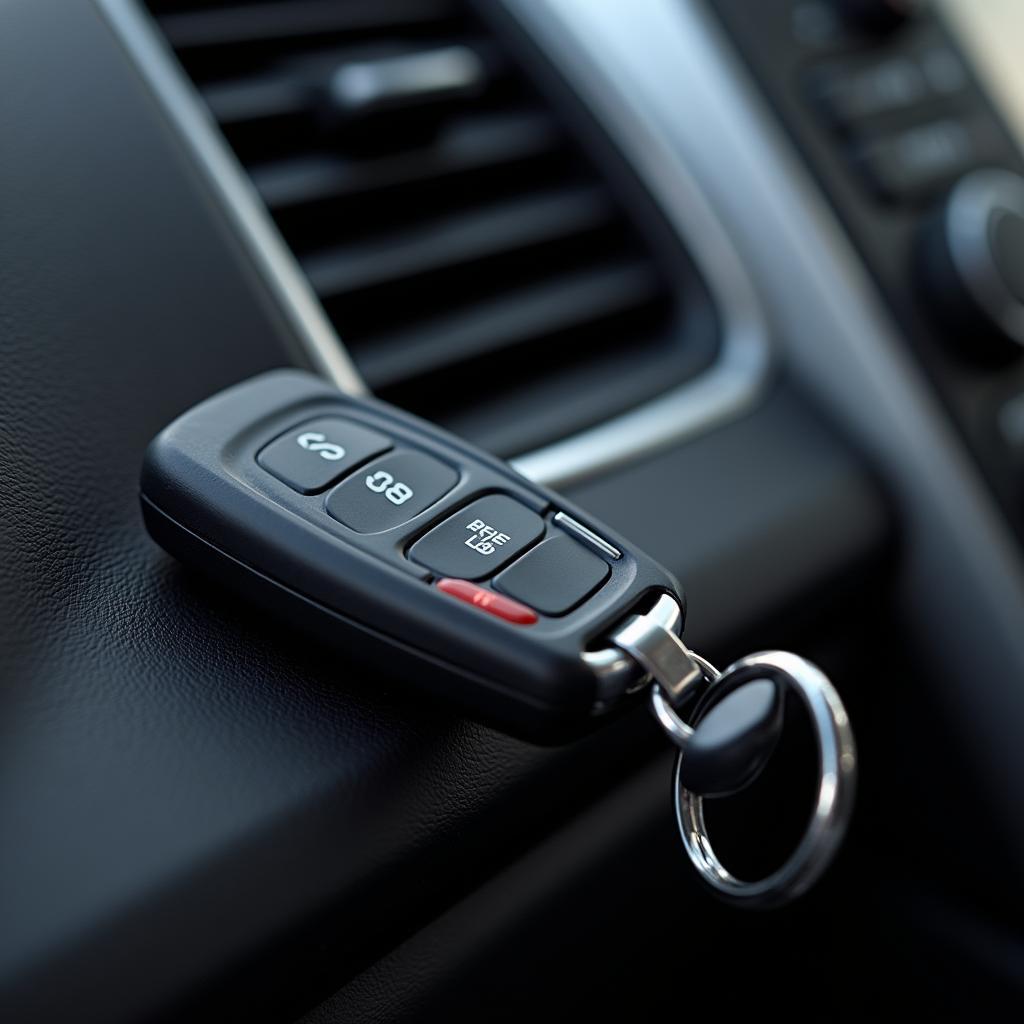 Chrysler 200 with a dead key fob on the dashboard