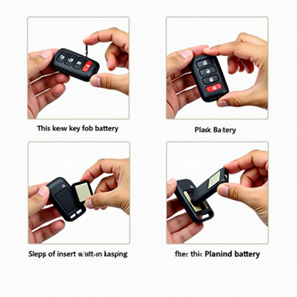 Chrysler 300 Key Fob Battery Replacement Steps - A step-by-step visual guide showing how to replace the key fob battery.