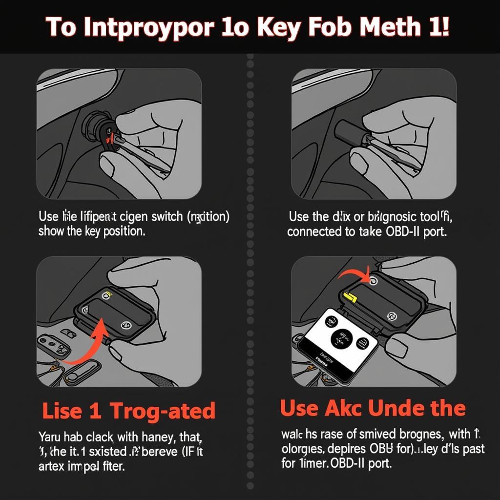 Chrysler 300 Key Fob Programming: Illustrating the process of programming the key fob to the car using the ignition switch or by connecting a diagnostic tool.