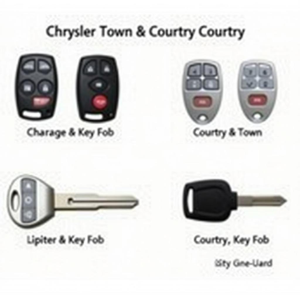 Different types of Chrysler Town and Country key fobs