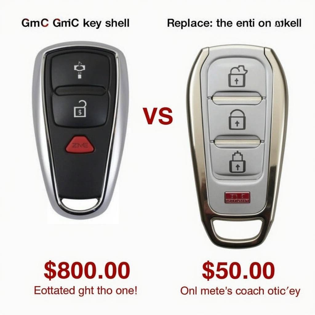 Comparison of GMC key fob shell replacement cost vs. full key fob replacement