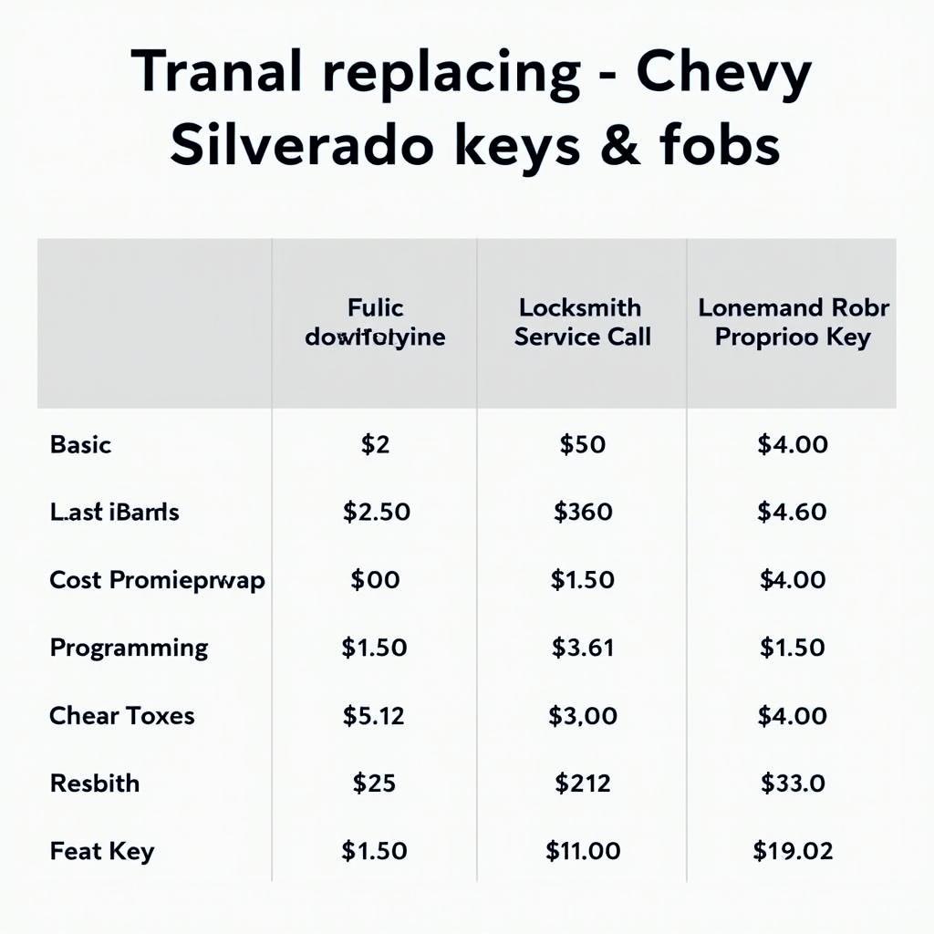 Cost Breakdown for Chevy Silverado Key Replacement