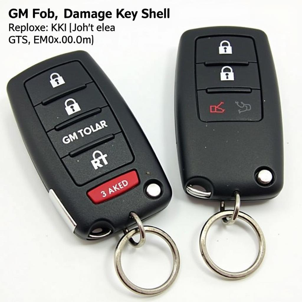 A damaged GM key fob