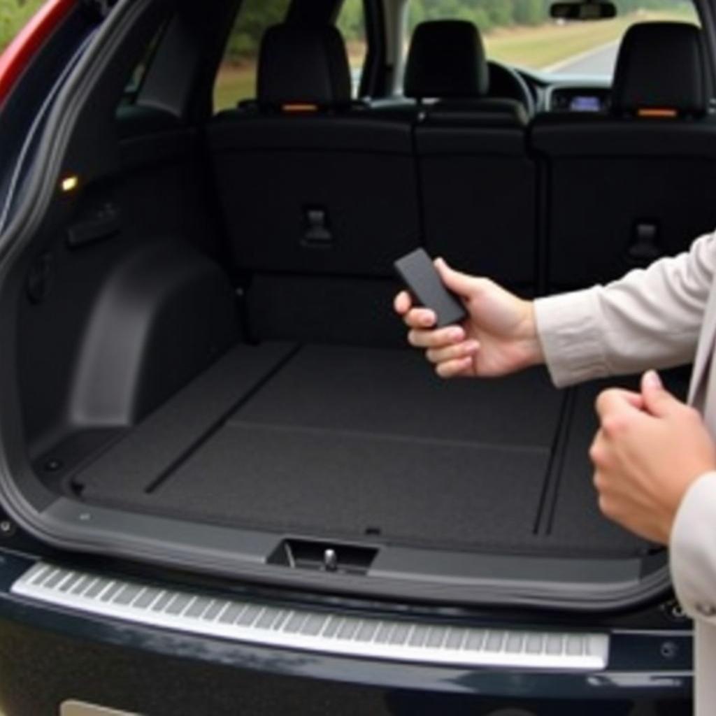 Driver using Volvo XC60 Key Fob to open tailgate