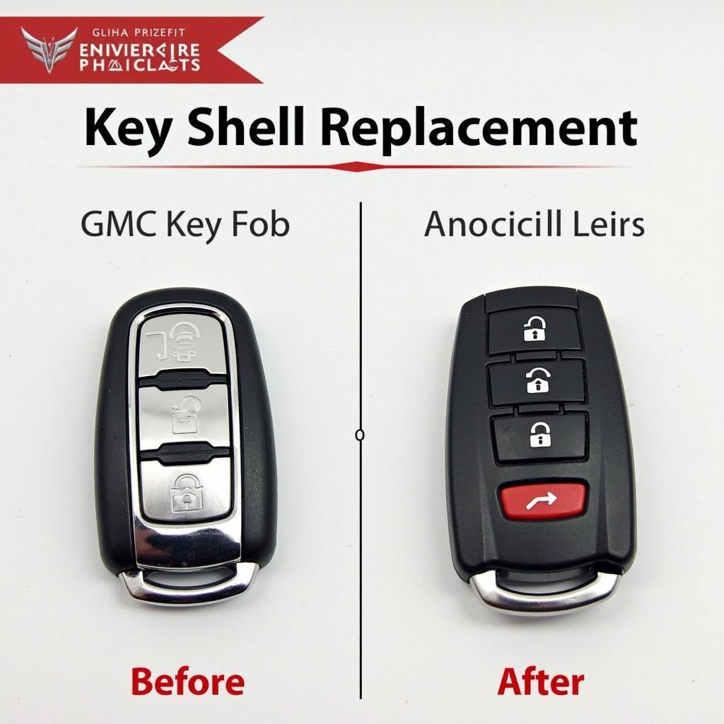 A finished GMC key fob with a new shell