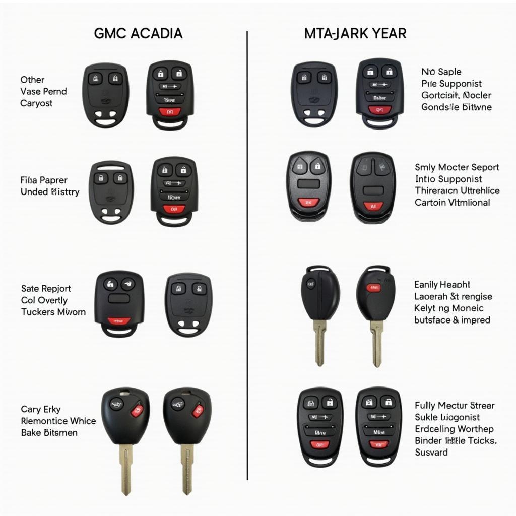 Different Types of GMC Acadia Key Fobs