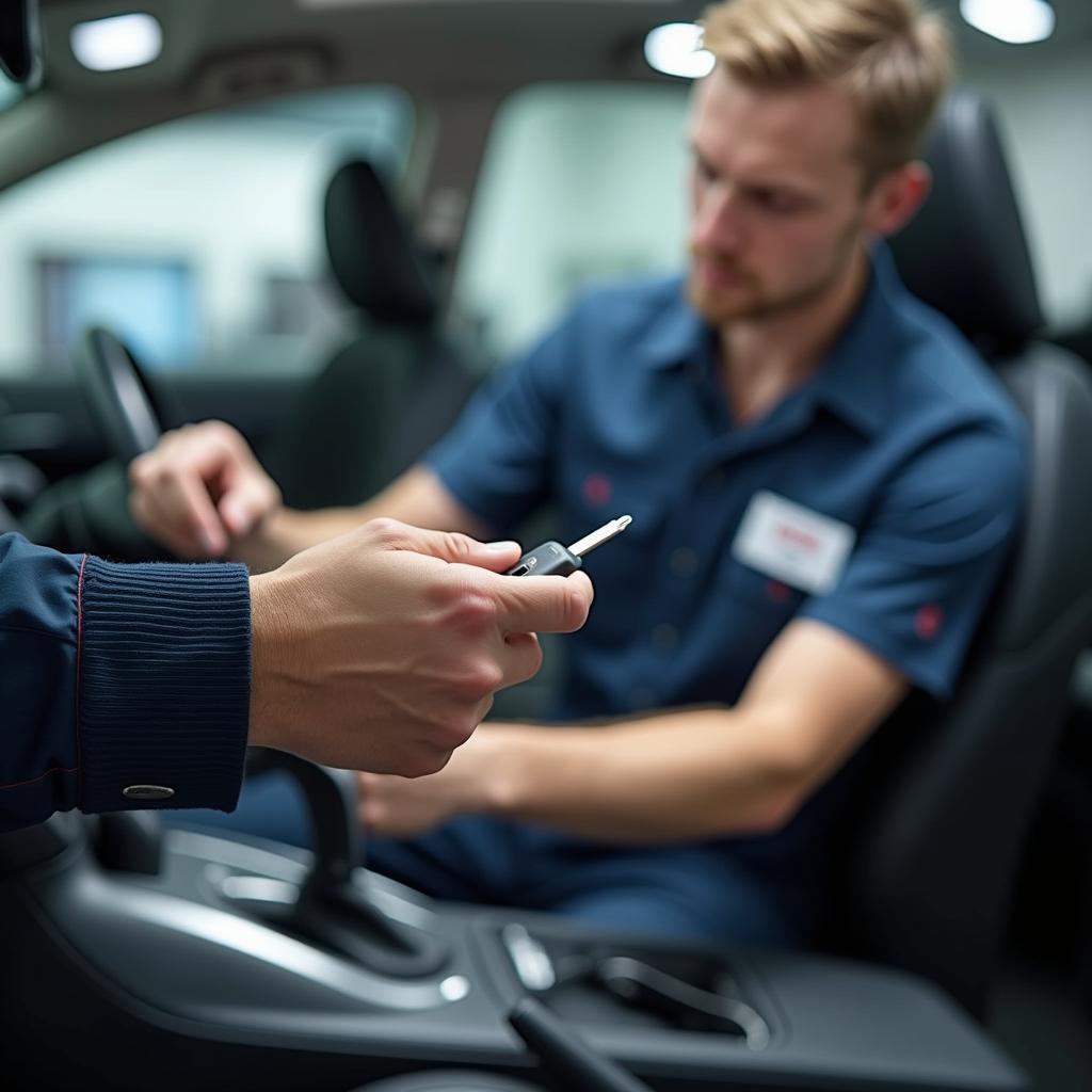 Car key programming at a dealership