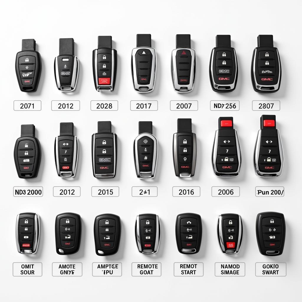 Different types of GMC Sierra key fobs