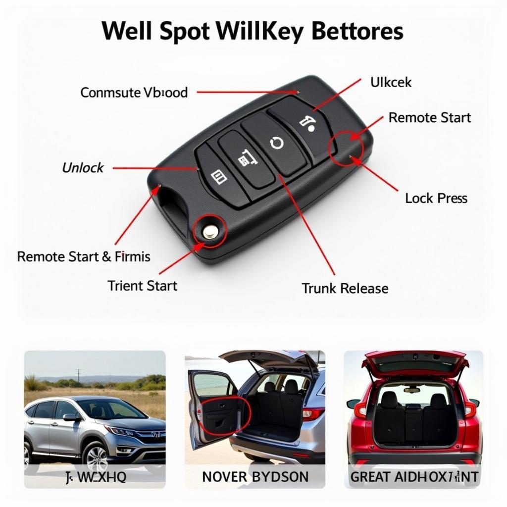 2023 Honda CRV Key Fob Functions: Lock, Unlock, Remote Start, Panic Alarm, Trunk Release