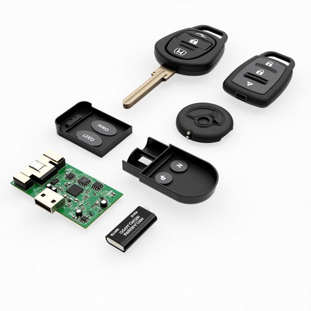 Honda Fit key fob parts disassembled