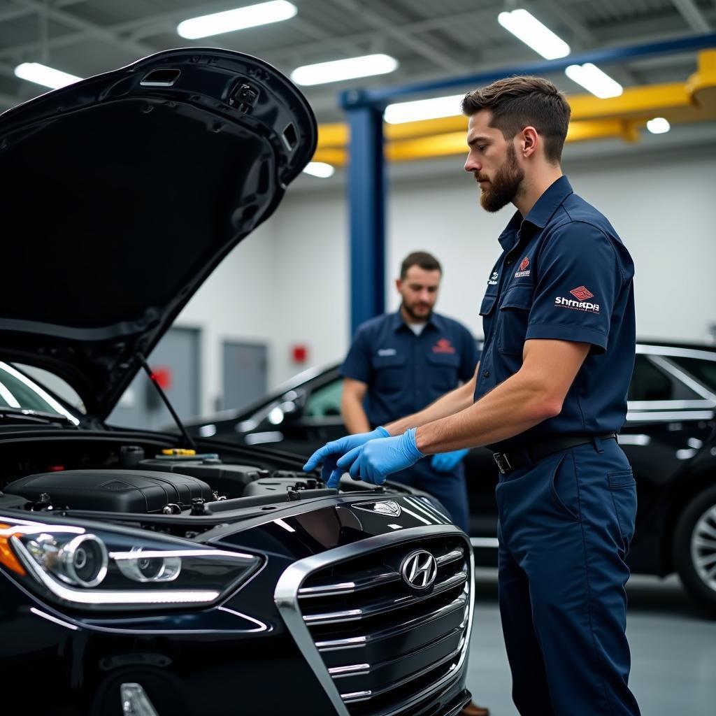 Hyundai Genesis at a Service Center