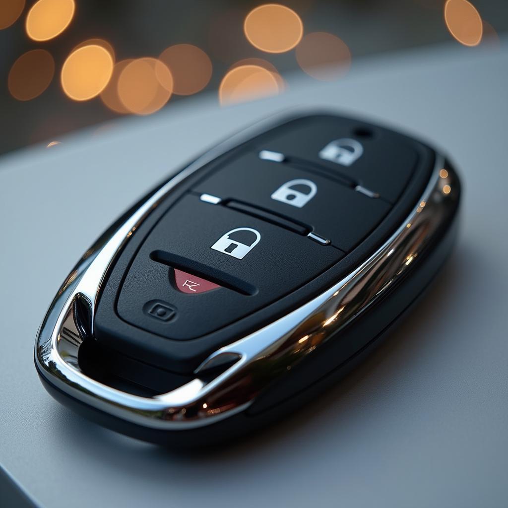 A new Hyundai Genesis key fob on display.