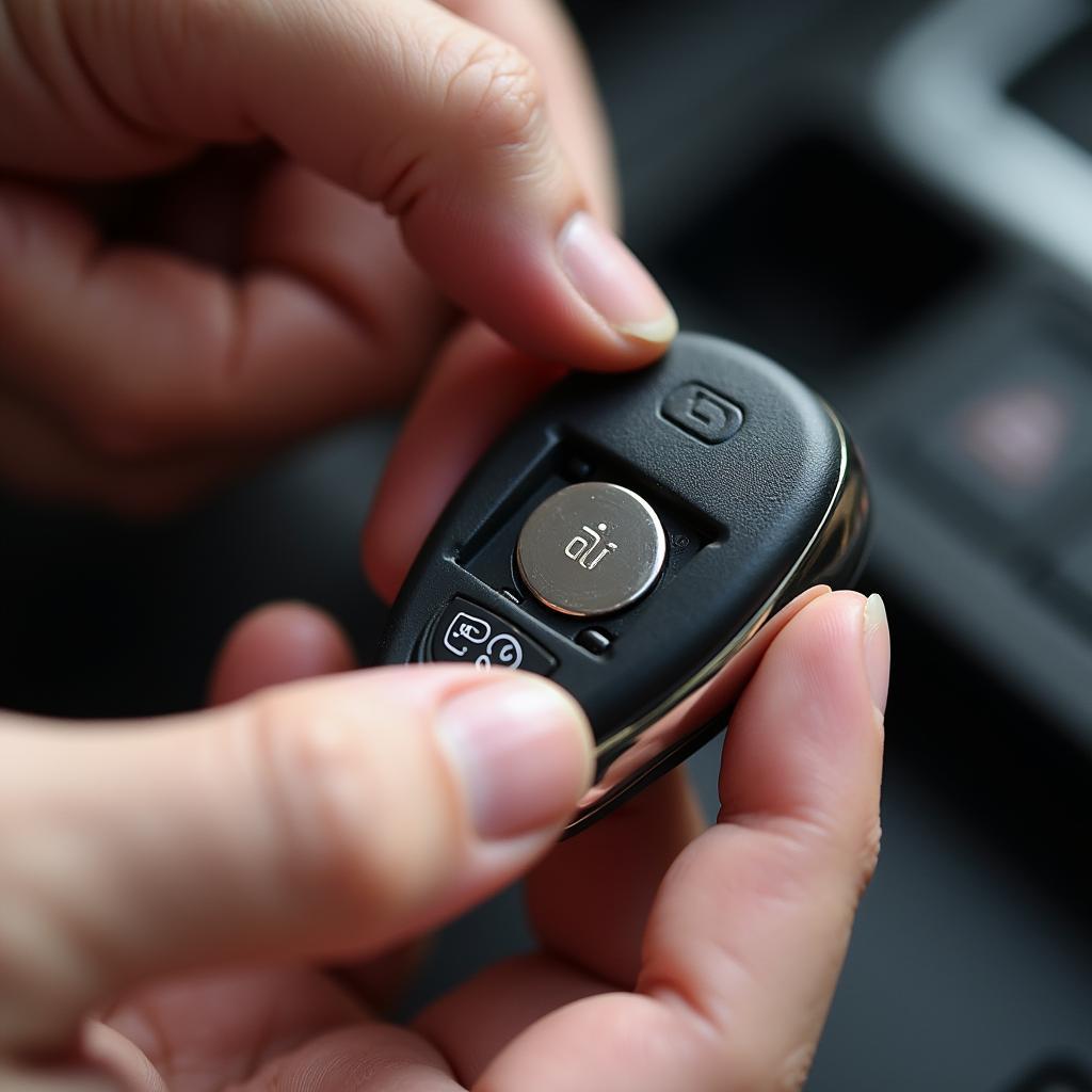 Inserting a New Battery into a Lexus Key Fob