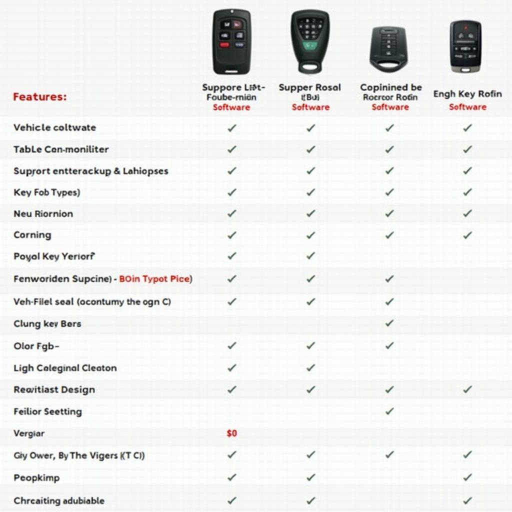 Key Fob Programming Software Comparison Chart