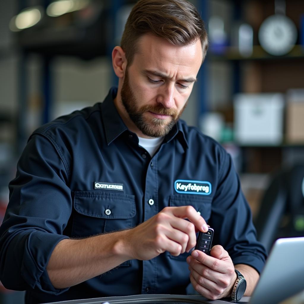 Automotive Locksmith Programming a Key Fob at Keyfobprog