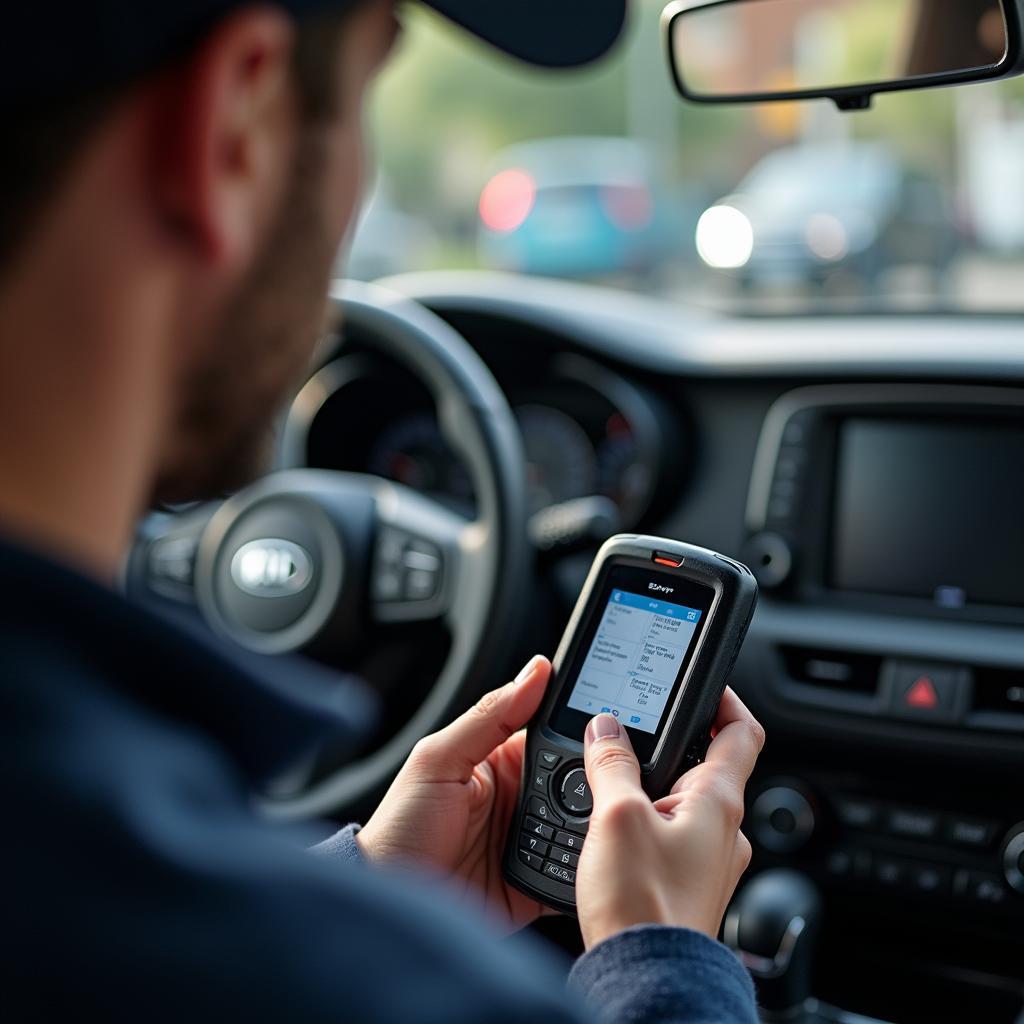 Kia key fob being programmed