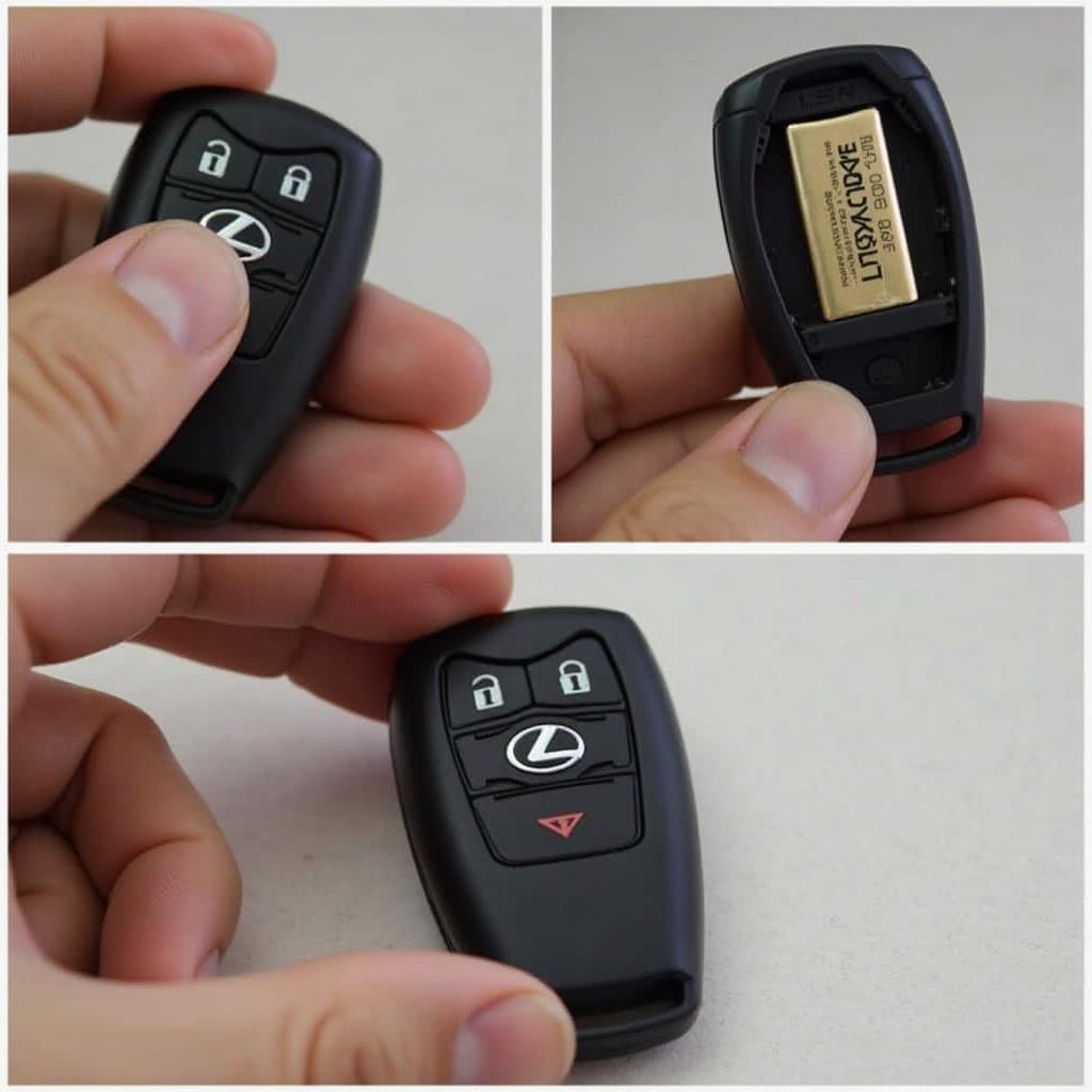 Installing the new battery in a Lexus IS250 key fob.