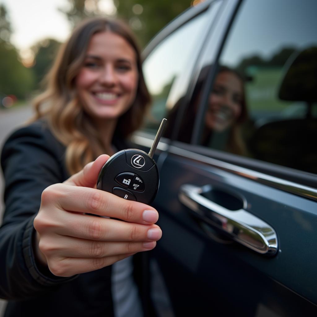 A Happy Lexus Owner Using a Working Key Fob