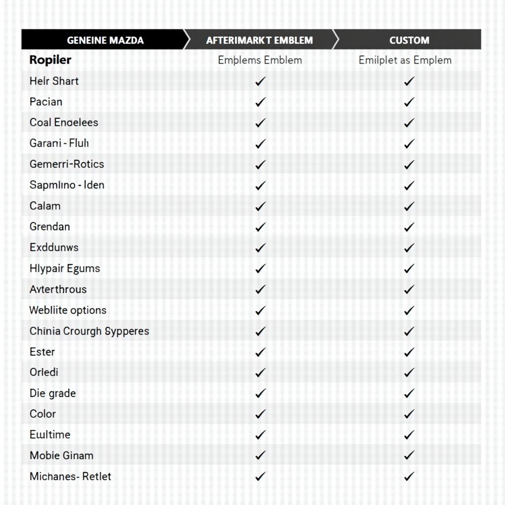 A table comparing the cost of different Mazda key fob emblem replacement options