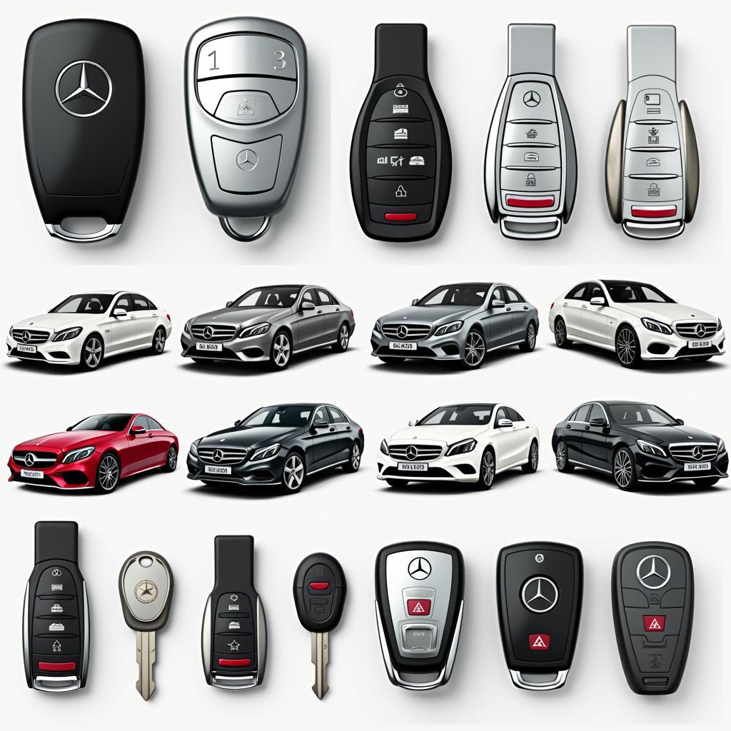 Different types of Mercedes key fobs