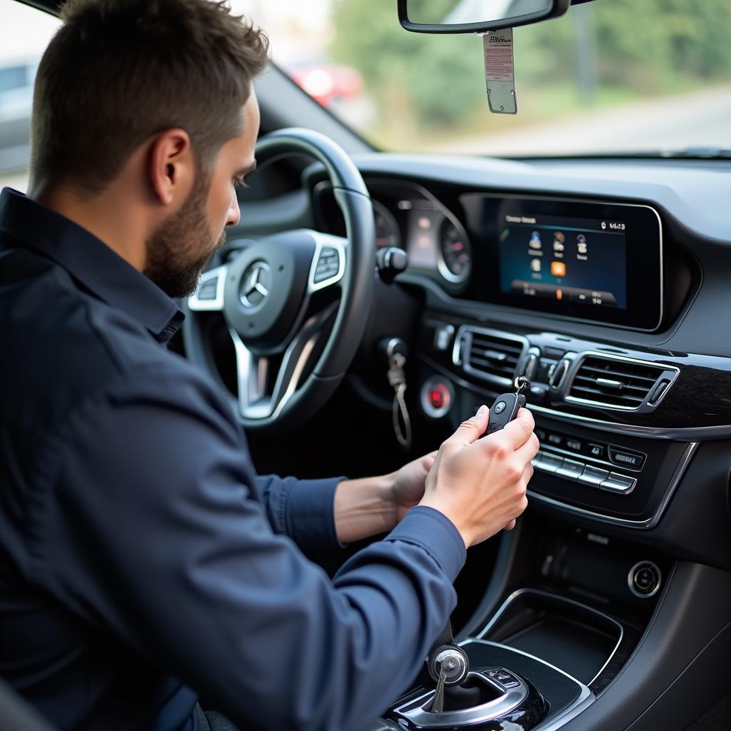 Mobile Locksmith Programming Mercedes Key Fob at Client's Location