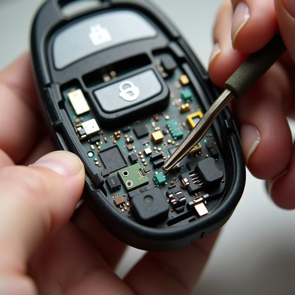 Repairing the internal components of a Nissan Altima key fob