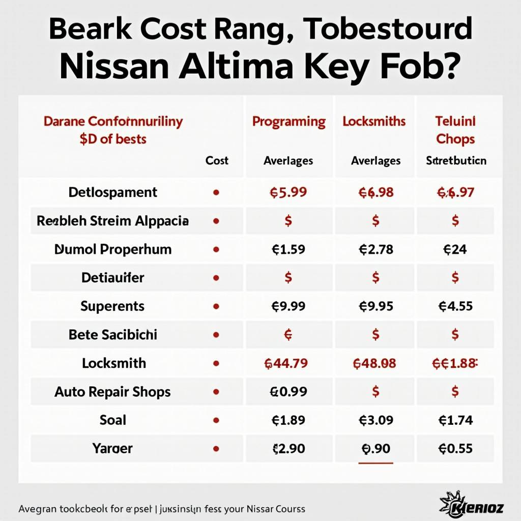 Nissan Altima Key Fob Replacement Cost