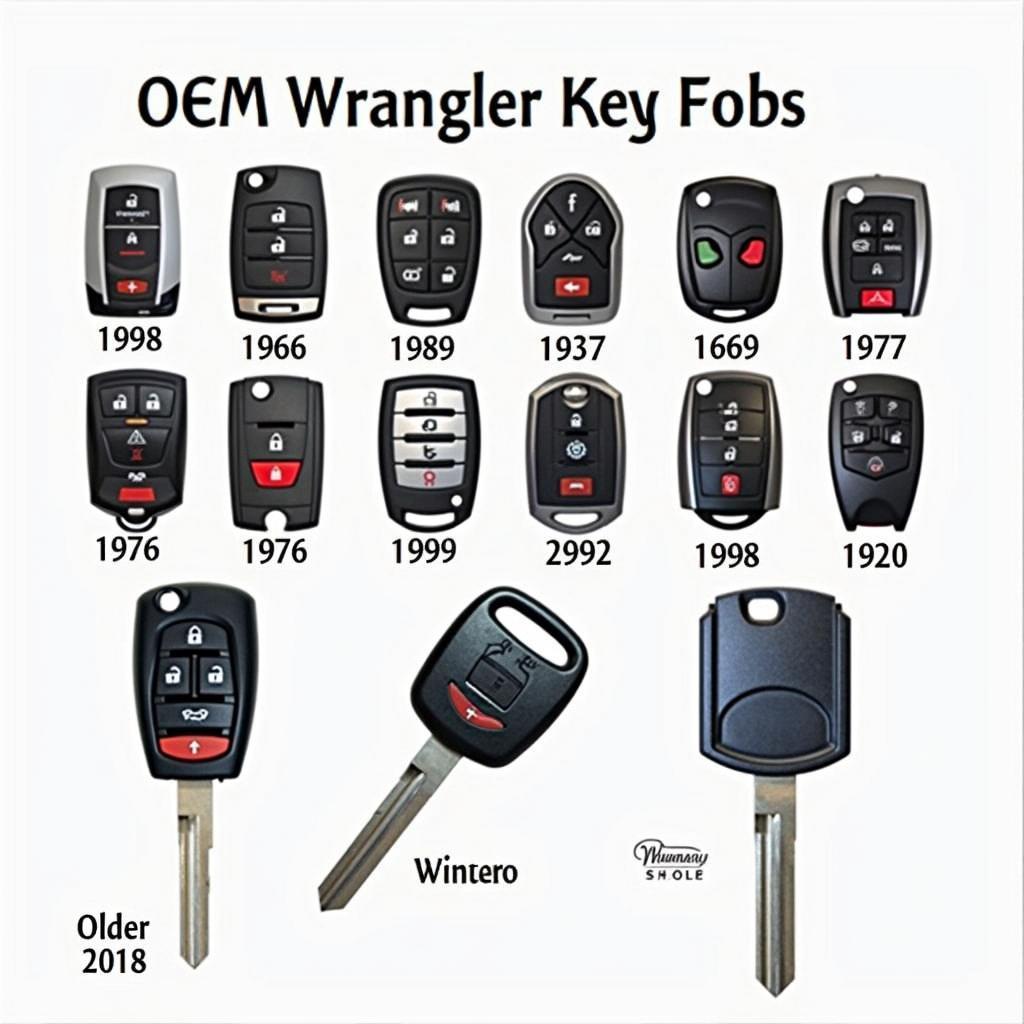 Various OEM Jeep Wrangler Key Fobs