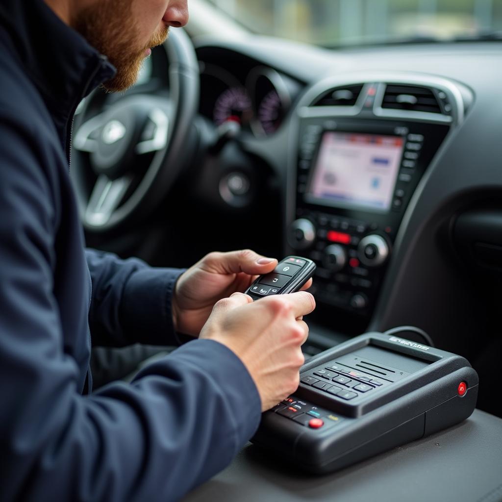 Automotive Locksmith Programming a Key Fob