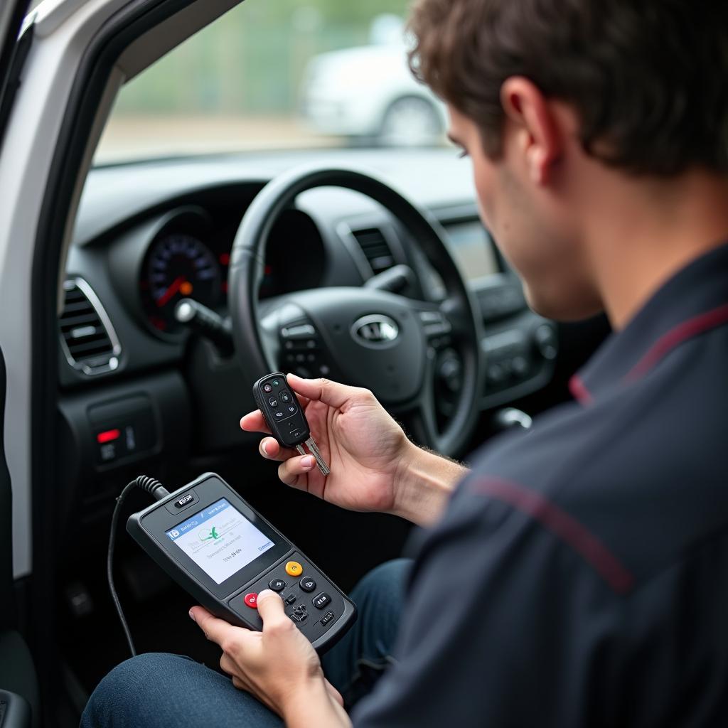 Programming a 2007 Kia Sorento Key Fob at an Automotive Locksmith Shop