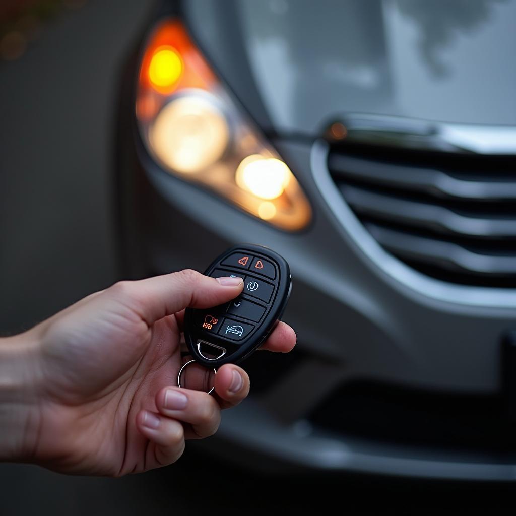 Testing the 2012 Hyundai Sonata key fob after battery replacement.