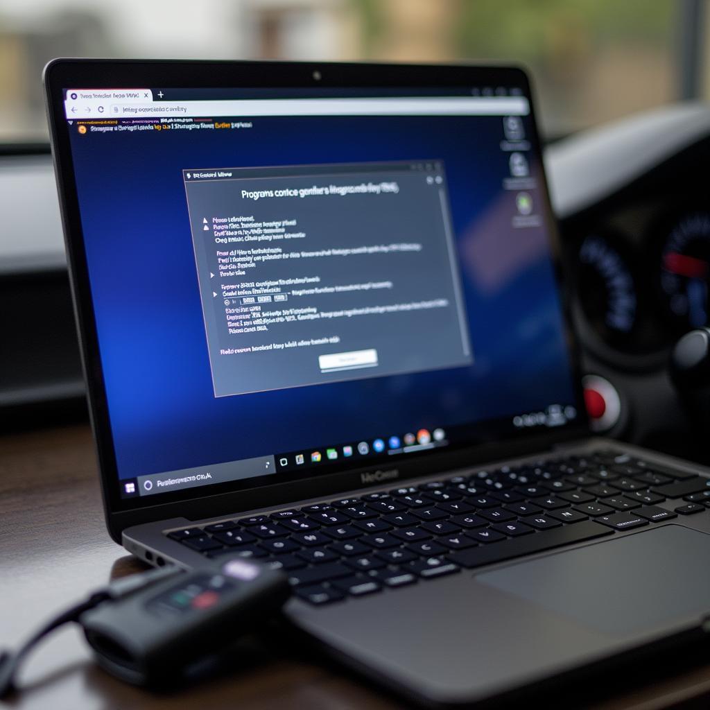 Laptop Displaying Volvo Key Fob Programming Error