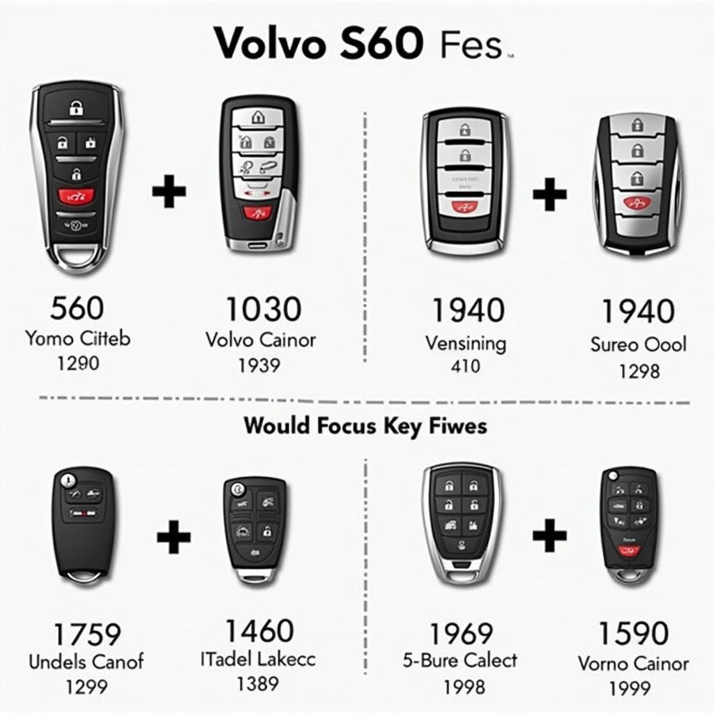 Different types of Volvo S60 key fobs